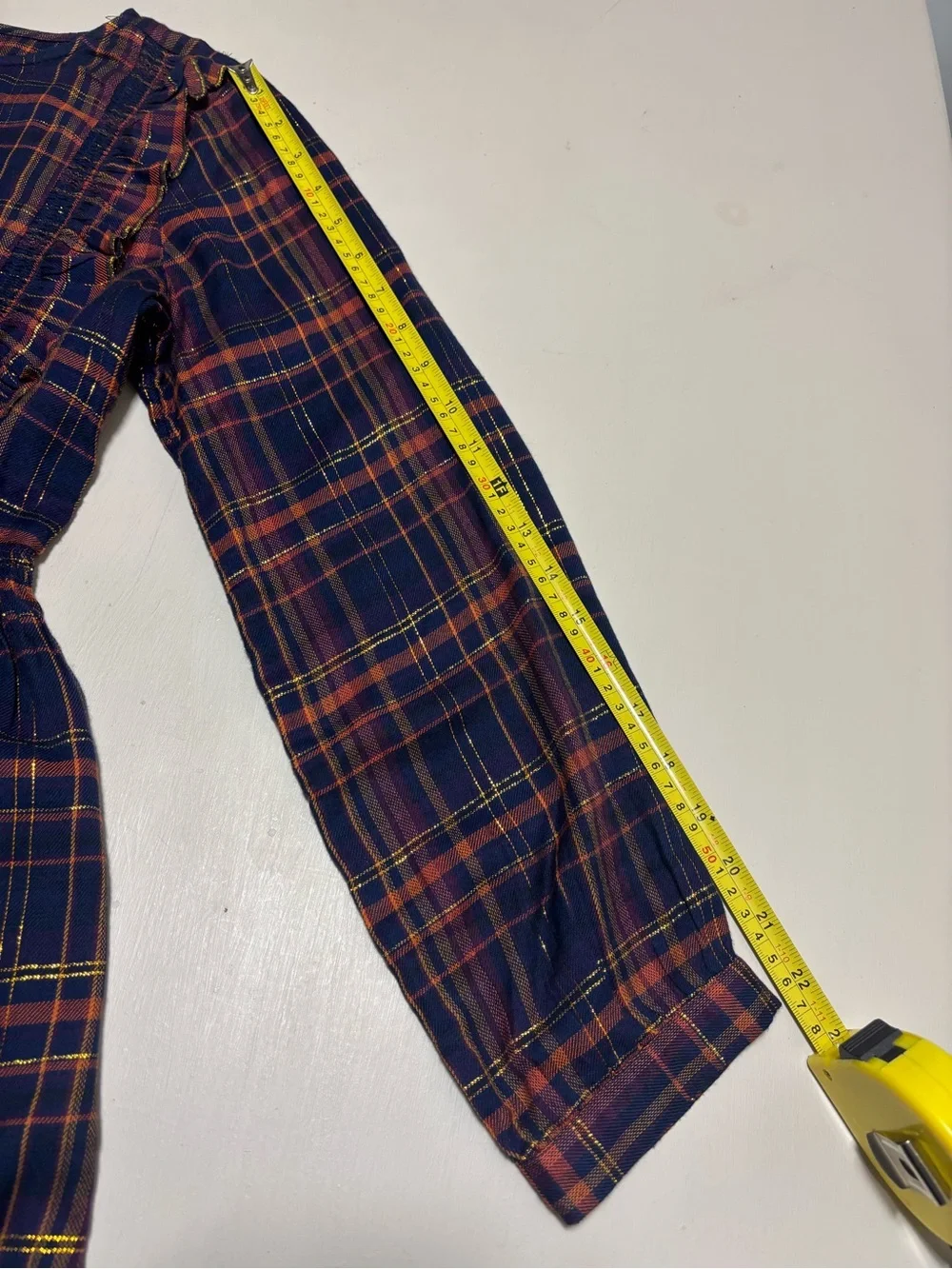 Cat & Jack Plaid Metallic Gold Tread Ruffle Dress Girls XL NWOT